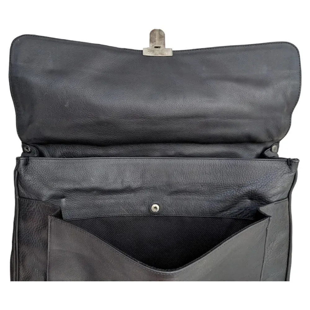 A.G. Spalding & Bros. New York Black Leather Messenger Briefcase Work & Office